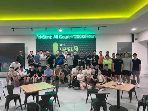 Big group in the café hall