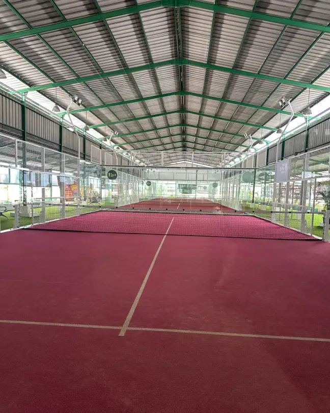 Courts stretching across the rooftop